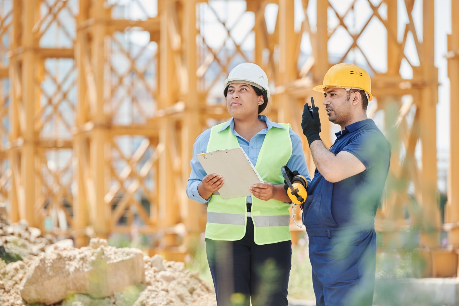 Site supervisors reviewing a project on site