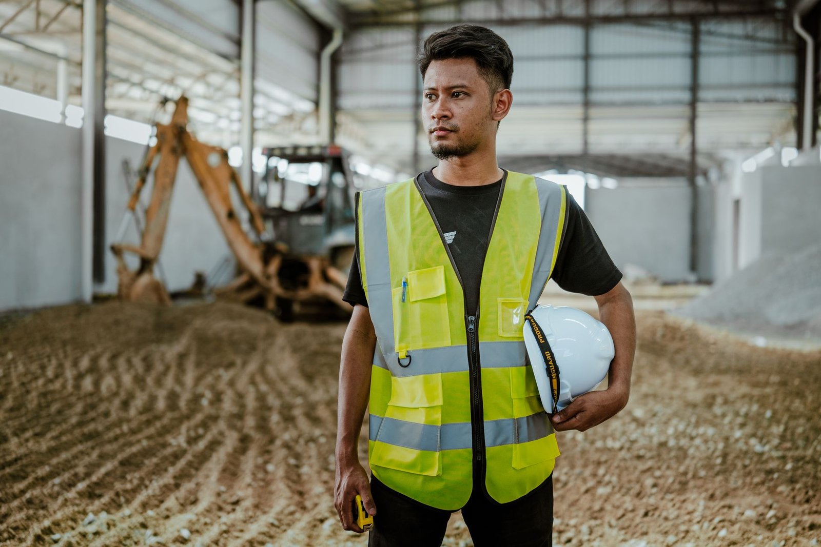 Industrial worker wearing PPE on site